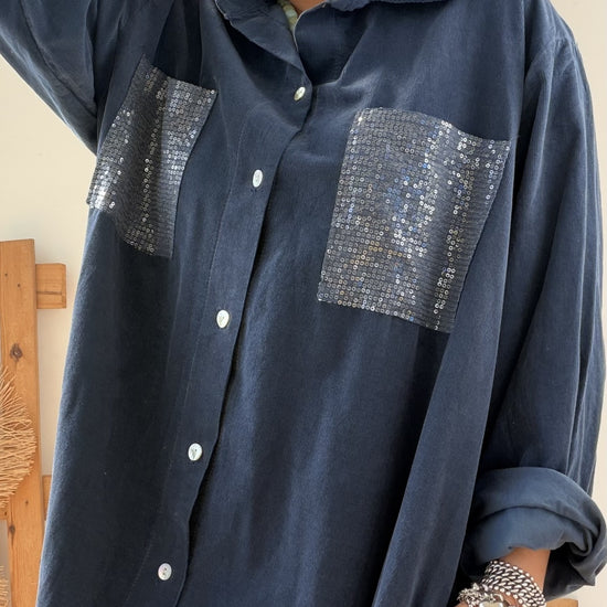 Camiseiro Bombazine Lantejoulas da Paprika, botões a todo o comprimento