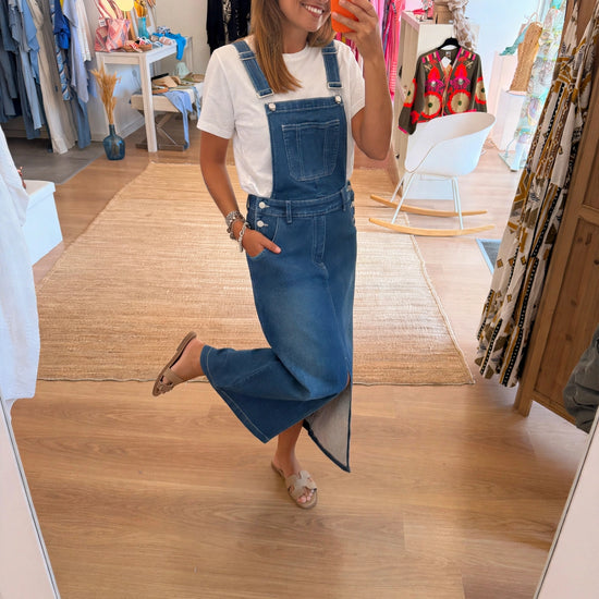 Jardineira Saia Jeans