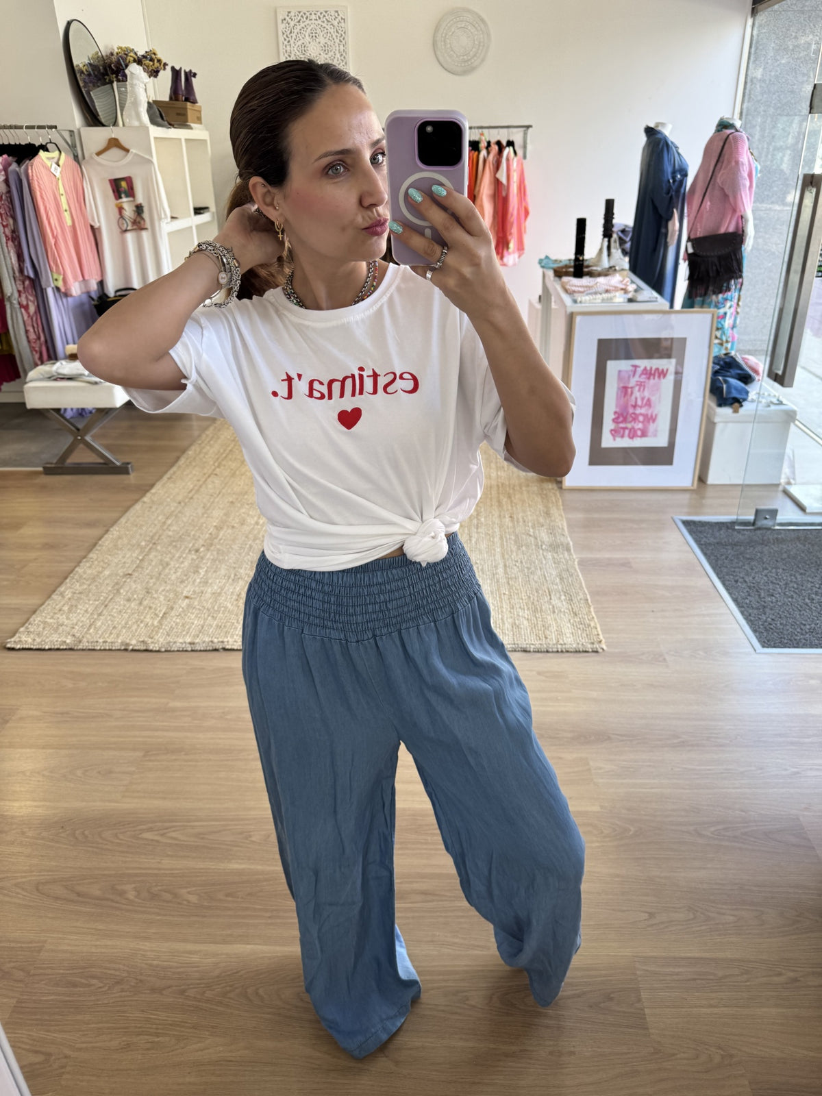 Pantalonas Light Jeans com elástico