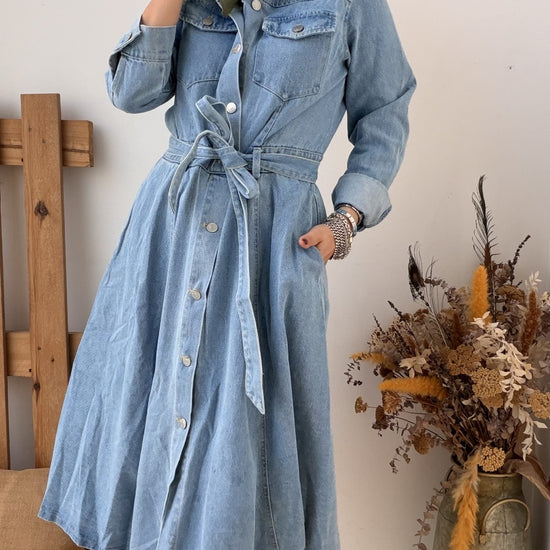 Vestido Camiseiro Jeans com Cinto