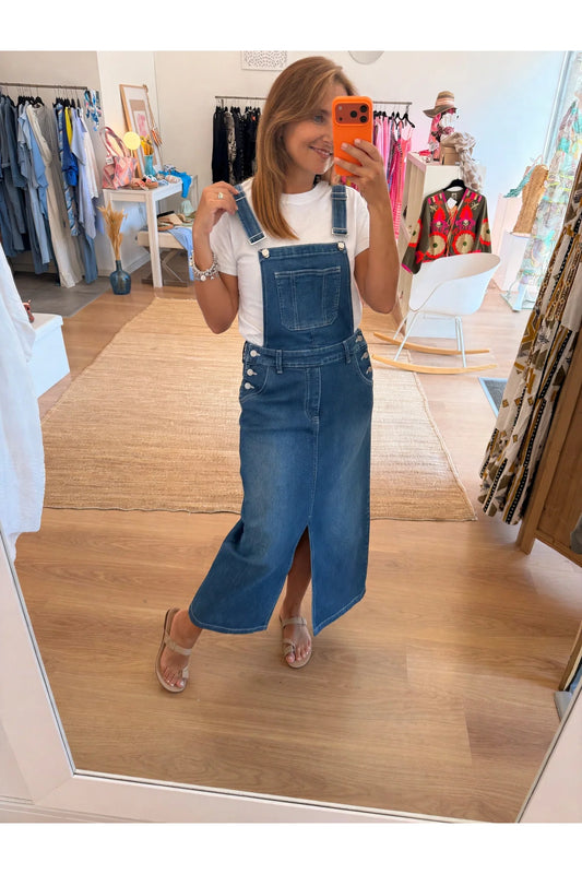 Jardineira Saia Jeans