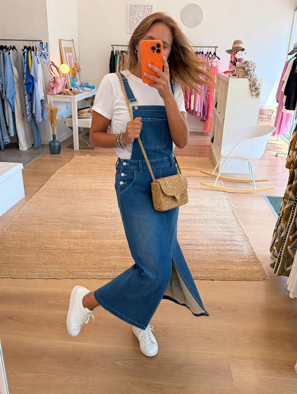 Jardineira Saia Jeans