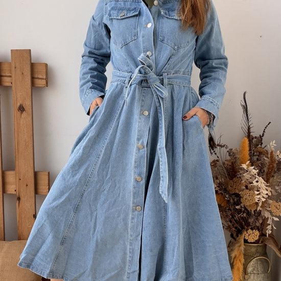 Vestido Camiseiro Jeans com Cinto