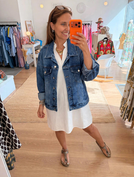 Casaco de ganga oversized com estrela nas costas