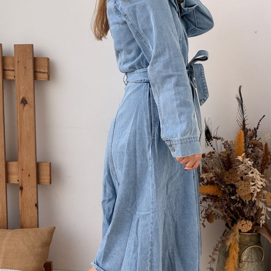 Vestido Camiseiro Jeans com Cinto