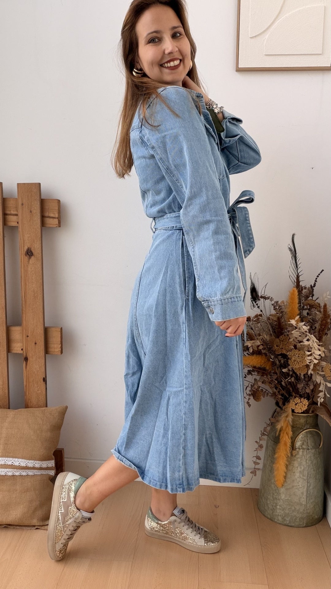 Vestido Camiseiro Jeans com Cinto