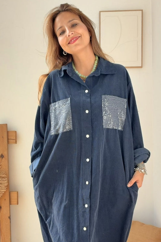 Camiseiro Bombazine Lantejoulas da Paprika, vista de frente
