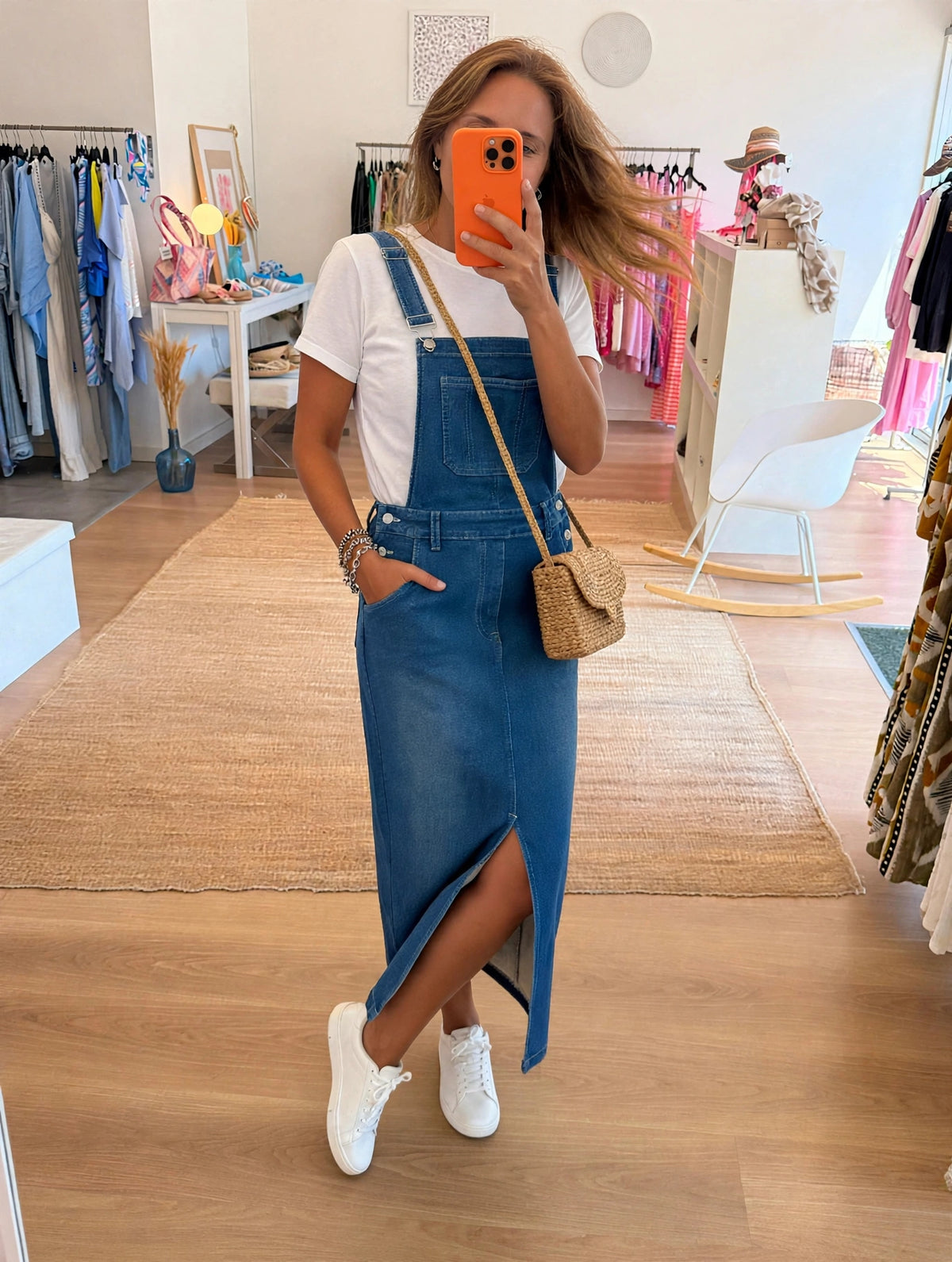 Jardineira Saia Jeans