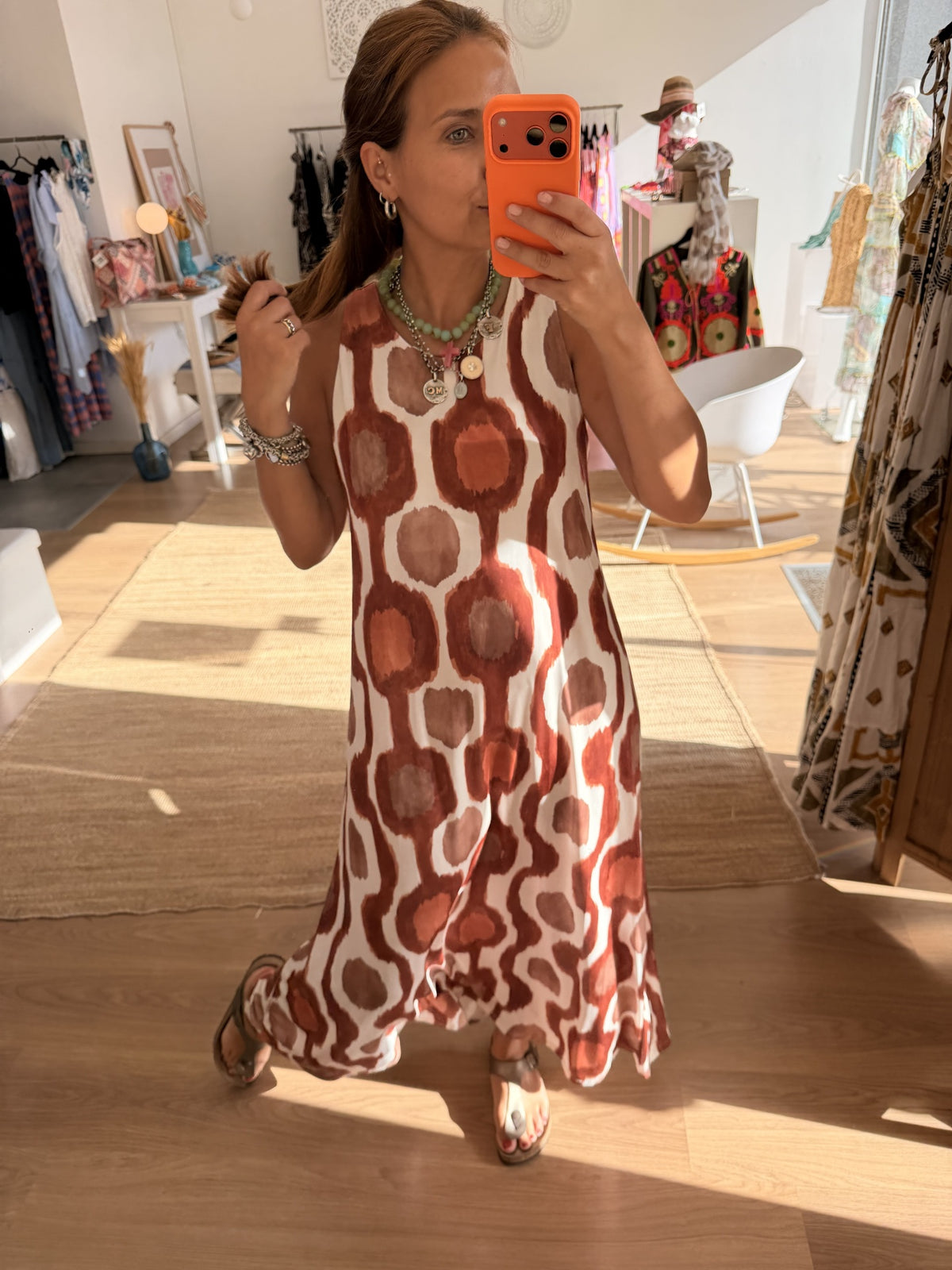 Vestido Malha Fria Tons Quentes