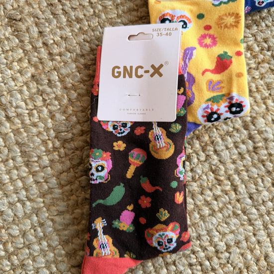 Meias com estampado mexicano colorido