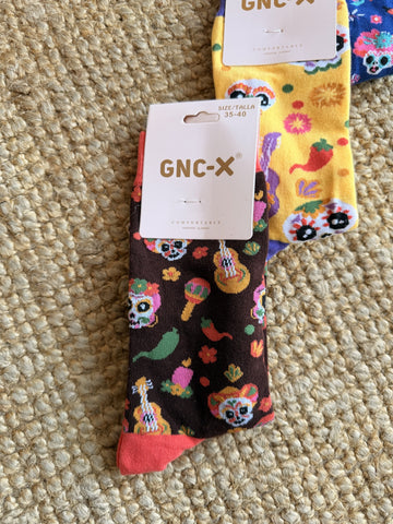 Meias com estampado mexicano colorido