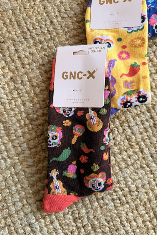 Meias com estampado mexicano colorido