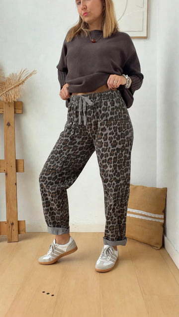 Calças Cargo Leopardo