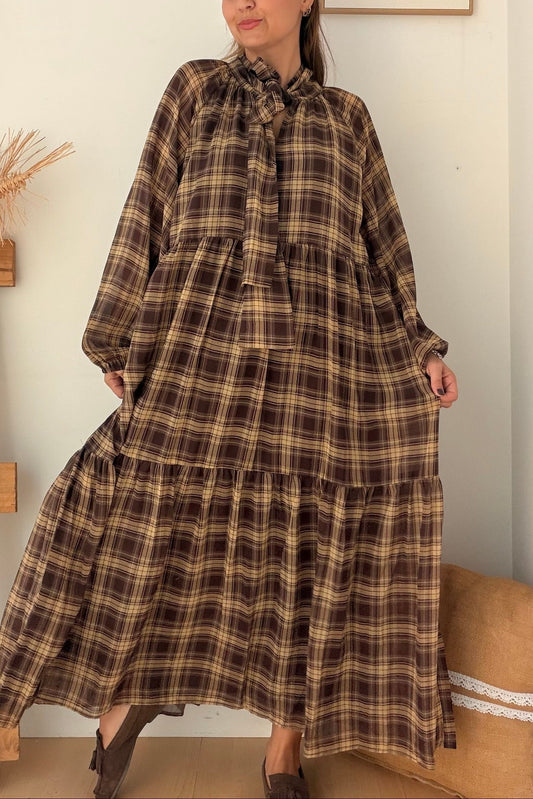 Vestido Xadrez Tons Castanho – vista 2