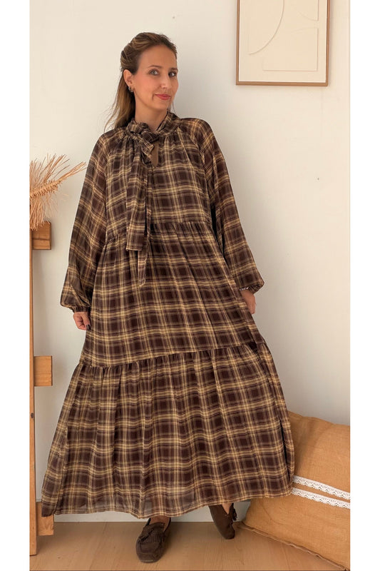 Vestido Xadrez Tons Castanho – vista 1
