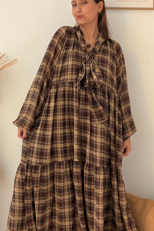 Vestido Xadrez Tons Castanho – vista 3