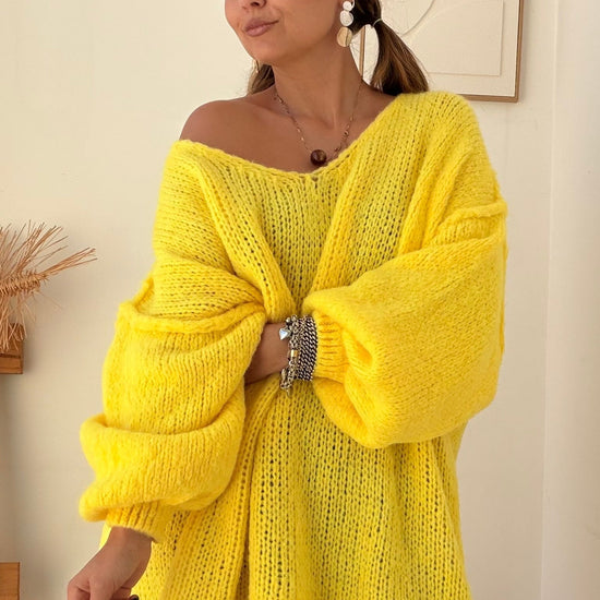 Camisolão Oversize Tricot Fofo – Amarelo