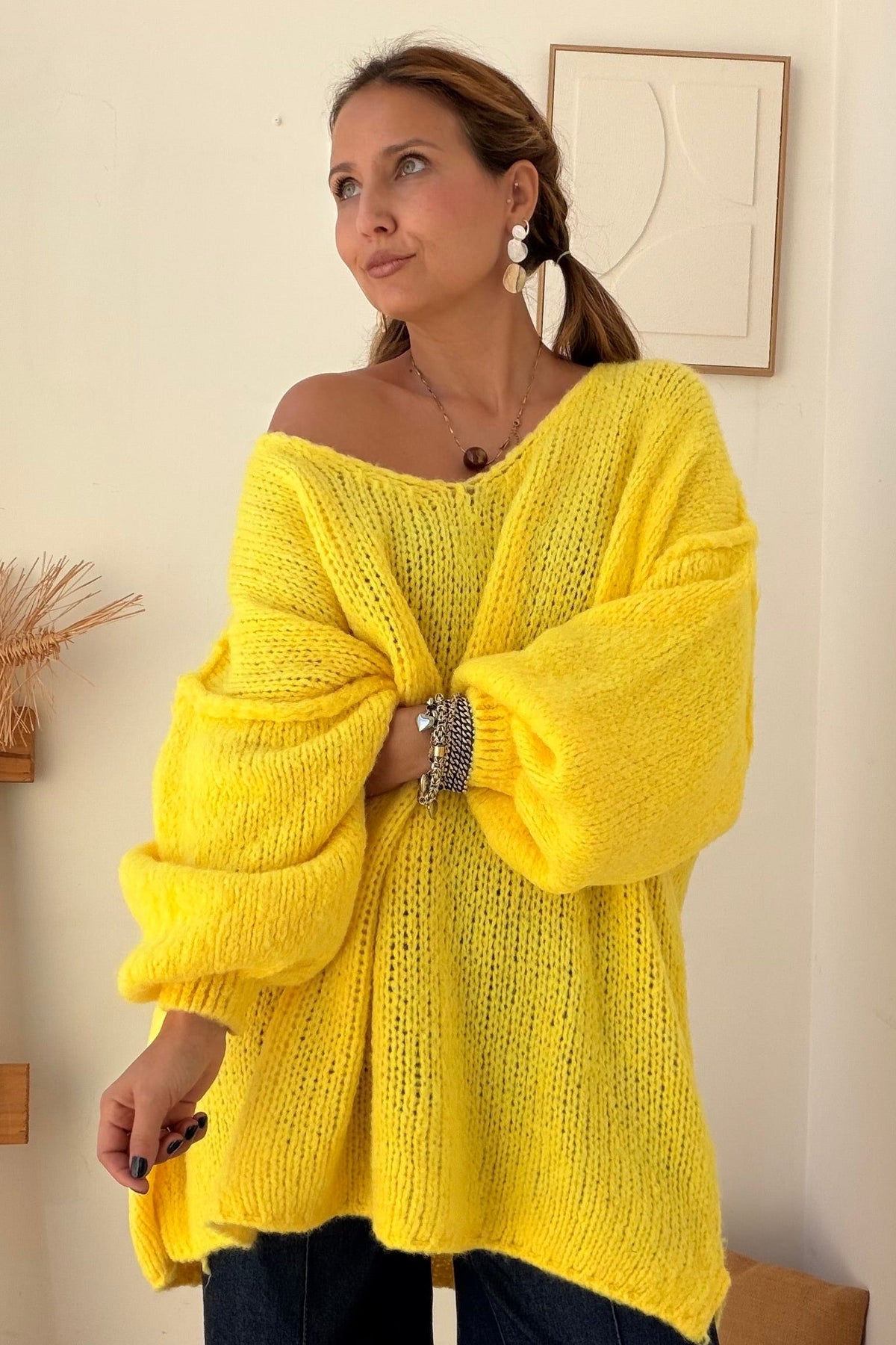 Camisolão Oversize Tricot Fofo – Amarelo