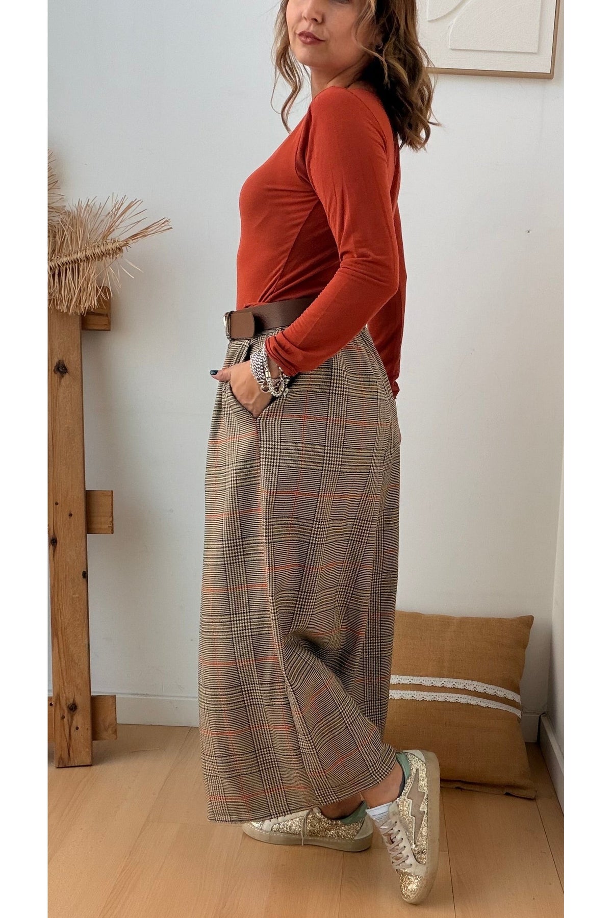 Culottes Gio Tartan com Telha – vista 5
