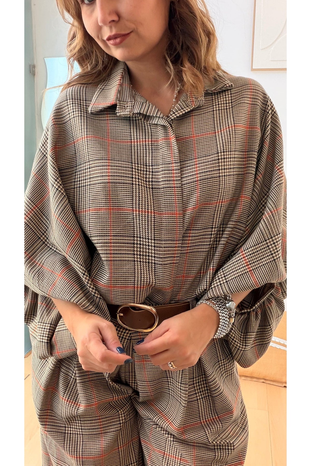Blusa Gio Tartan com Telha – vista 1