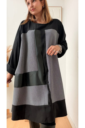 VESTIDO TÚNICA PRETO & TWEED – vista 1