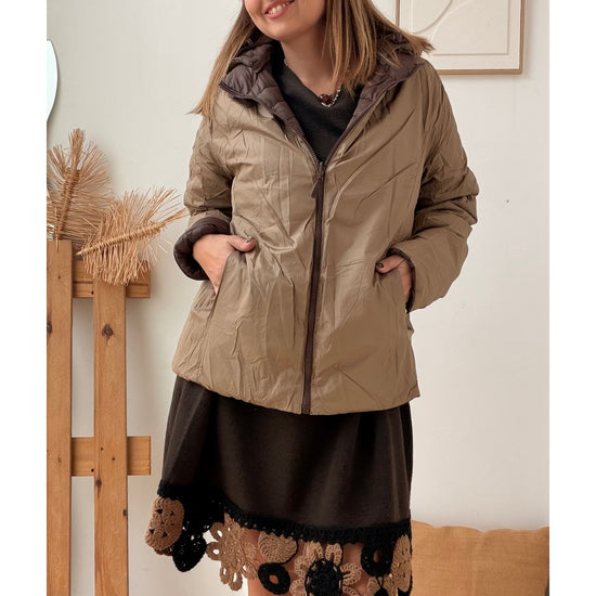 CASACO REVERSÍVEL ULTRA LEVE - CHOCOLATE / TAUPE – vista 5
