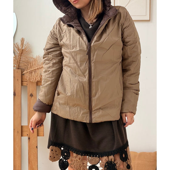 CASACO REVERSÍVEL ULTRA LEVE - CHOCOLATE / TAUPE – vista 6