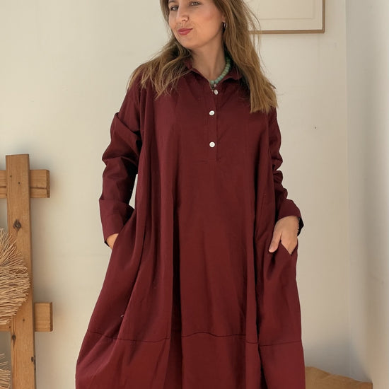 Vestido Ester da Paprika, vestido evasé com botões