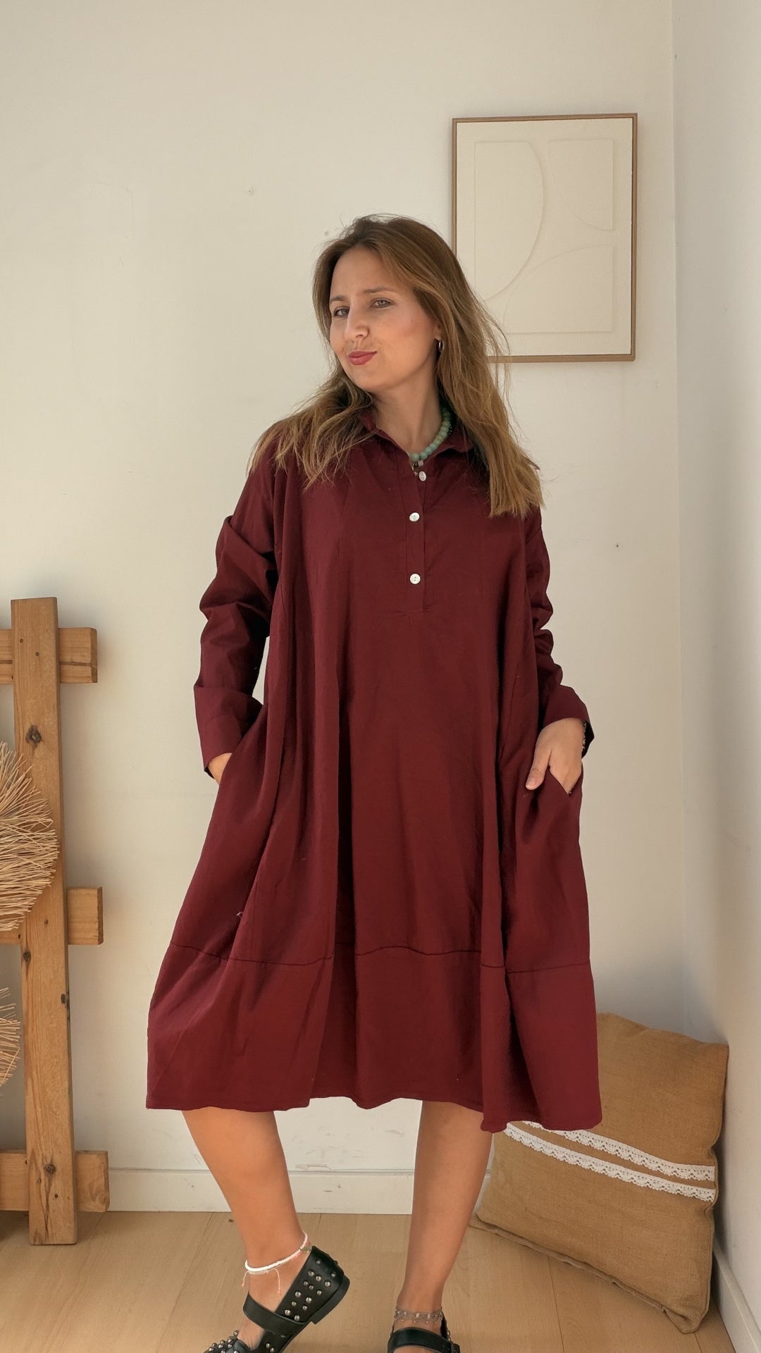 Vestido Ester da Paprika, vestido evasé com botões