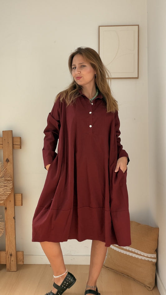 Vestido Ester da Paprika, vestido evasé com botões