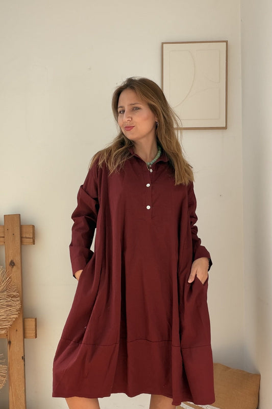Vestido Ester da Paprika, vestido evasé com botões