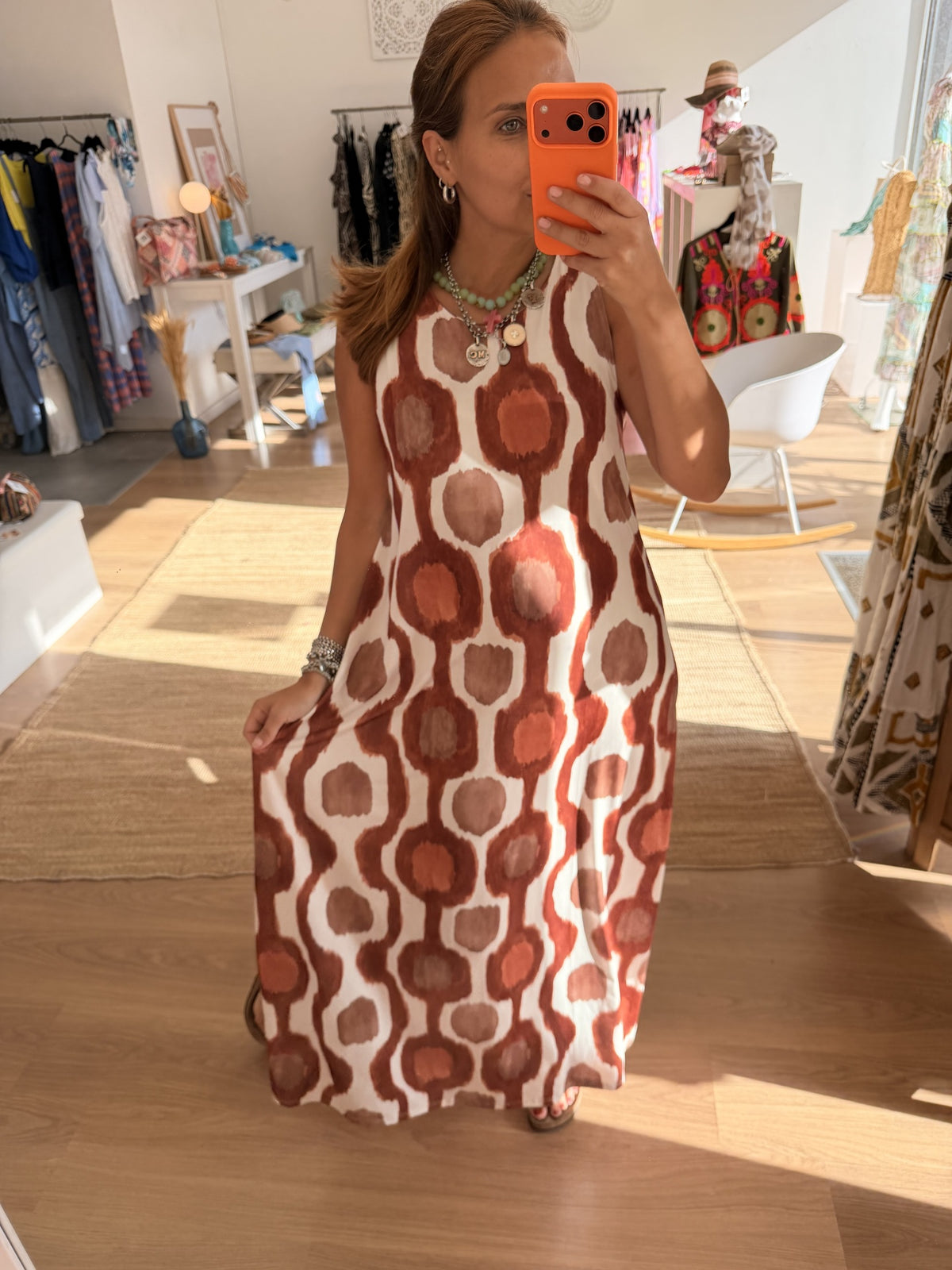 Vestido Malha Fria Tons Quentes