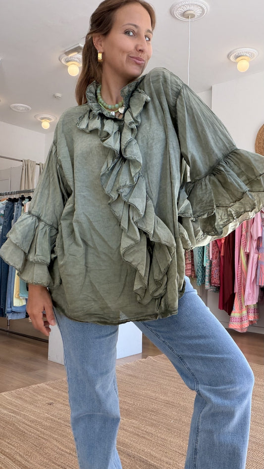 Blusa em algodão com folho