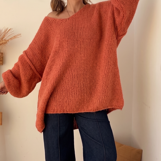 Camisolão Oversize Tricot Fofo – Coral