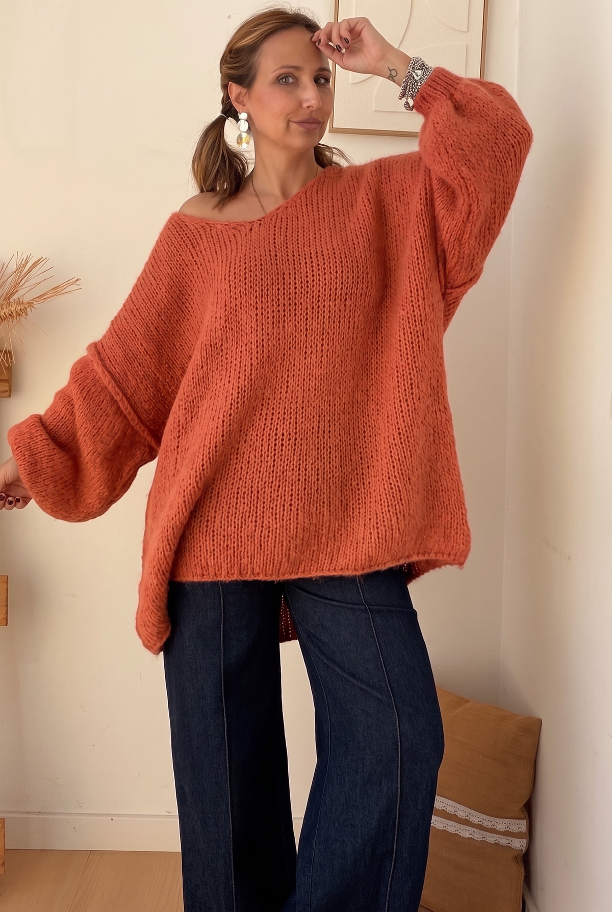 Camisolão Oversize Tricot Fofo – Coral