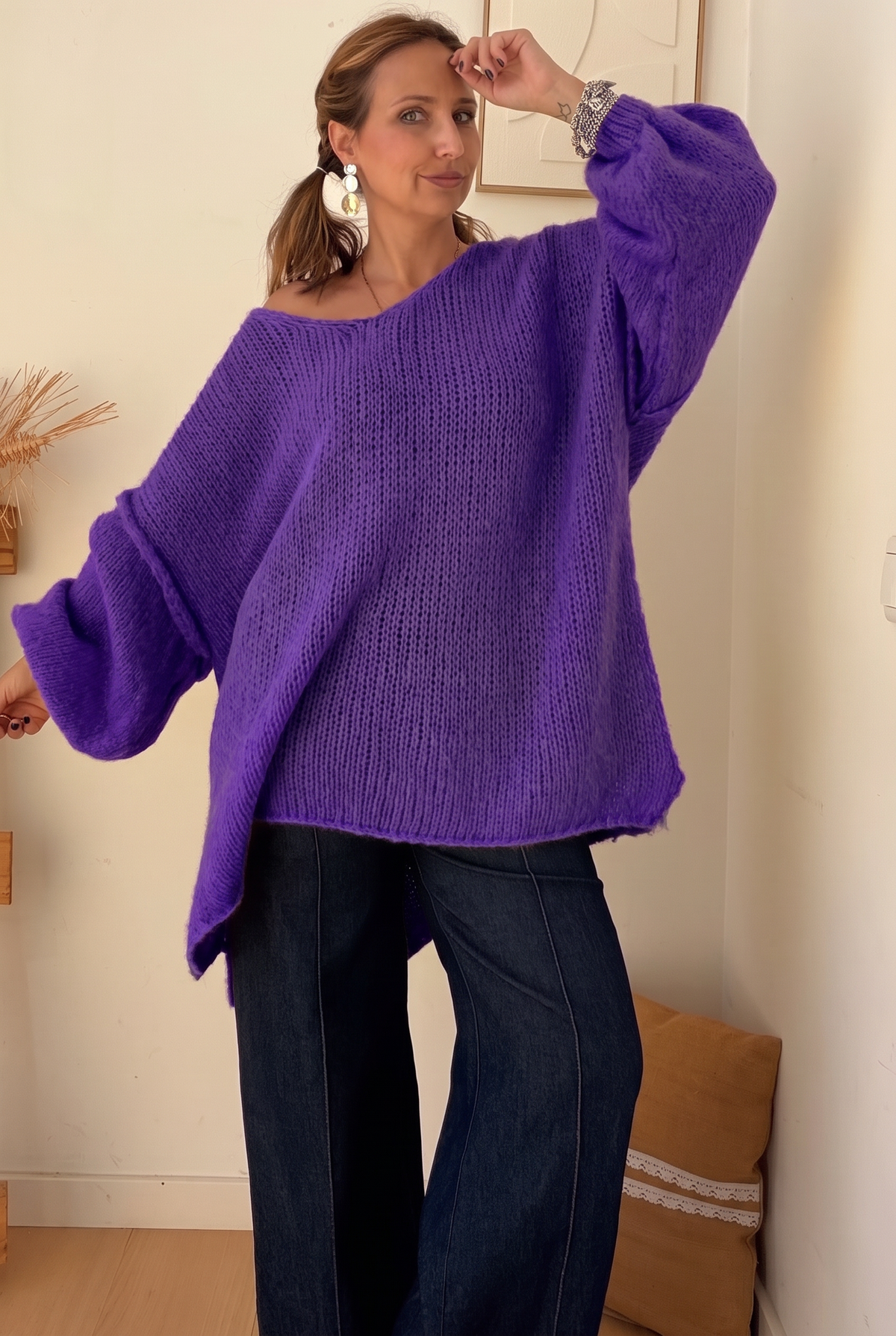 Camisolão Oversize Tricot Fofo – Roxo