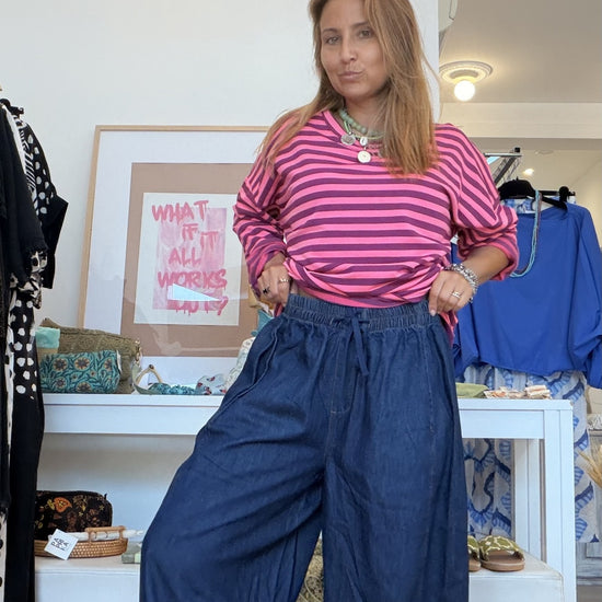 Calças Baggy Dark Jeans da Paprika, calças balão em ganga leve