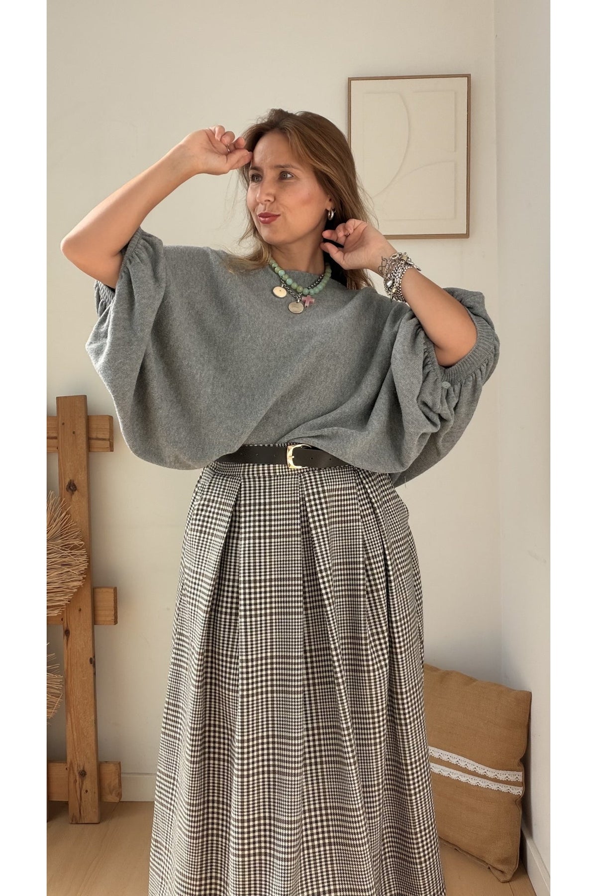 Camisola Poncho Lara – Cinza