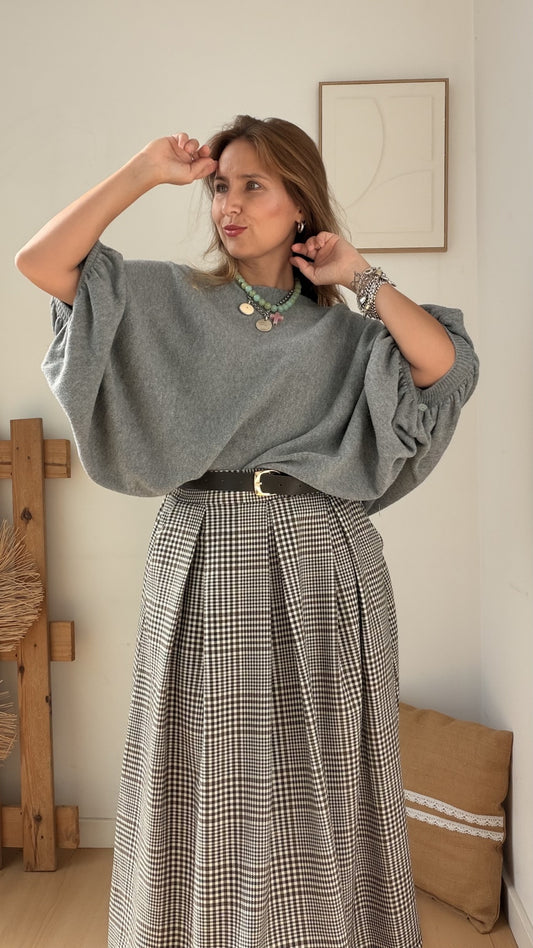 Camisola Poncho Lara da Paprika, manga balão com punho franzido