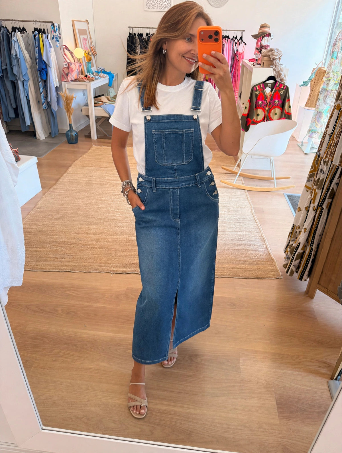 Jardineira Saia Jeans