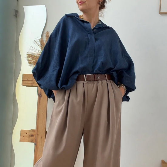 Pantalona Palazzo Taupe com Cinto – vista 1