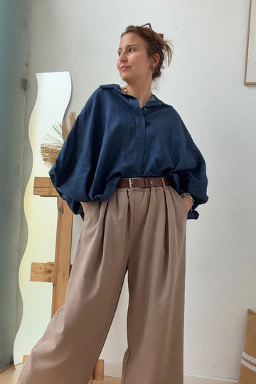 Pantalona Palazzo Taupe com Cinto – vista 1