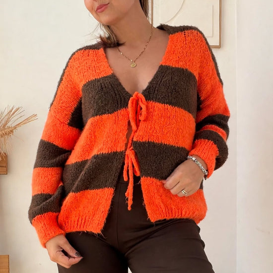 Cardigan Stripe Orange – vista 1