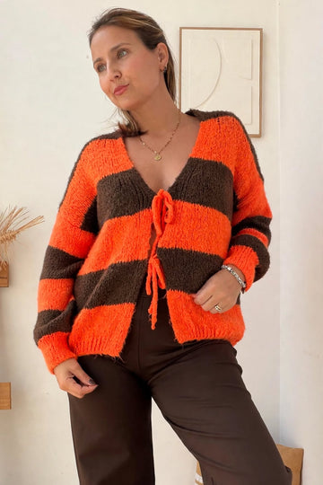 Cardigan Stripe Orange – vista 1