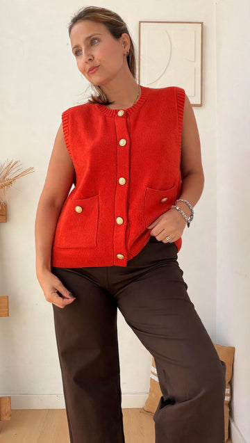 COLETE MALHA VERMELHO TELHA