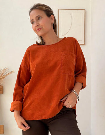 BLUSA BOMBAZINE TIJOLO