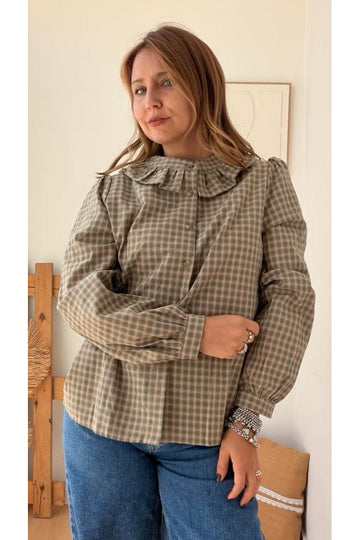 Camisa Xadrez Vichy com Gola – vista 1